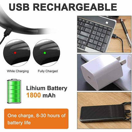 Hands Free LED Neck Reading Light USB Rechargeable Book Bed Night Lamp