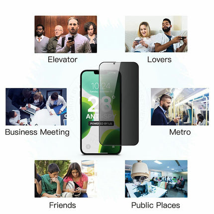 For iPhone 16/15/14/13/12/11 Pro Max/XR, Privacy Tempered Glass Protector