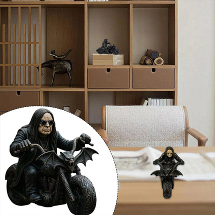 Retro Motorcycle Rider Statue Ozzy Figurine Desk Fan Decor