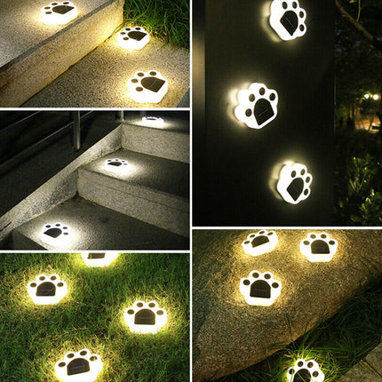 4Pcs Animal Bear Paw Solar Garden Lights, Waterproof Outdoor Yard Lamp