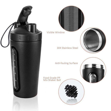 700ml Protein Shaker Cup with Scale, Milkshake Mixer Bottle for Sport
